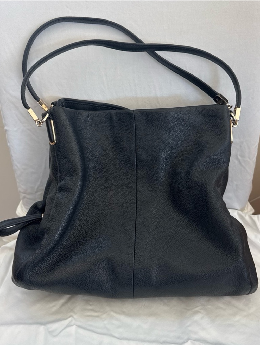 Coach Black Pebbled Leather Shoulder Tote with Gold Hardware
